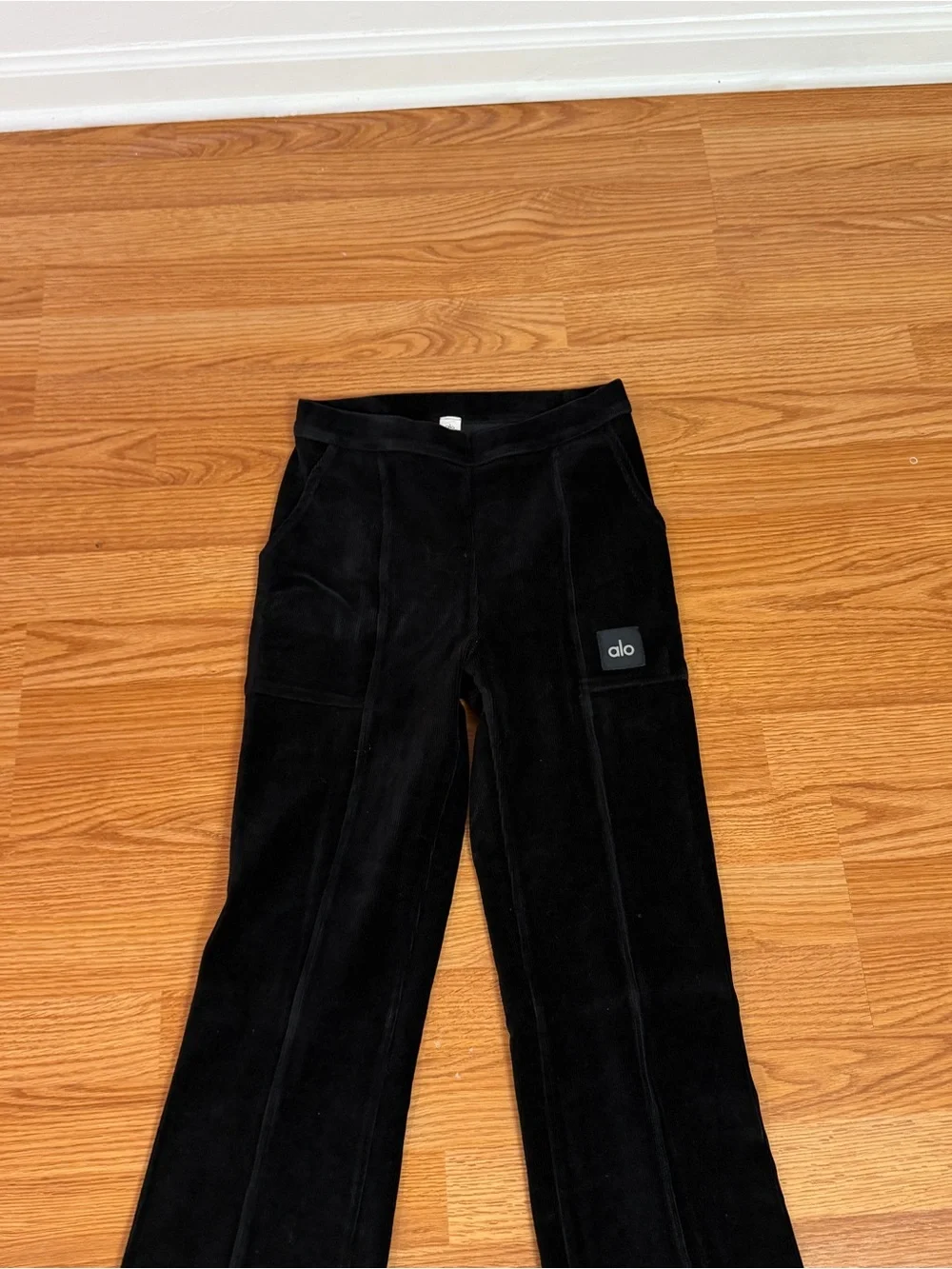 Alo Yoga black high waist flare corduroy pants size small